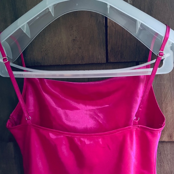 NWT Chelsea & Violet Hot Pink Sleeveless Cowl Neck Midi Slip Population Dress S - Picture 12 of 15